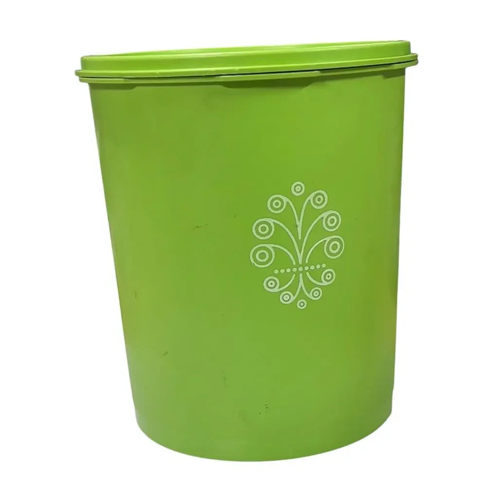 Vintage Tupperware Servalier Maxi Canister #809-13 Green w/ Sunburst Lid